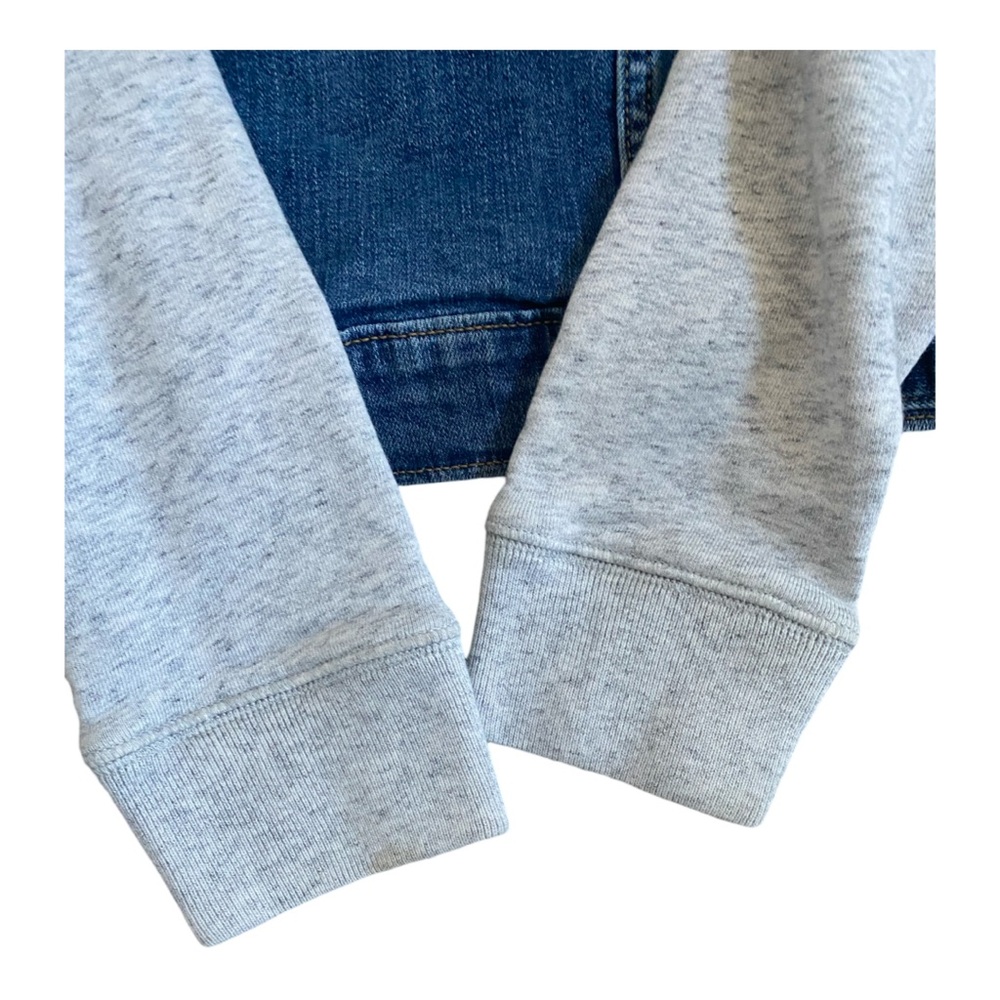Levi’s Hybrid Denim Hoodie Jacket XS Gray Hooded Trucker Jean Jacket - Picture 6 of 10